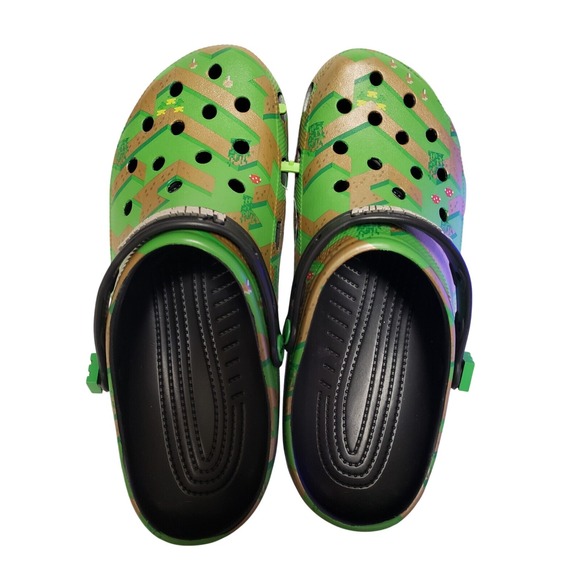 CROCS Shoes - CROCS Minecraft Classic Clogs Mens 12 Pixelated Green Brown Camo New